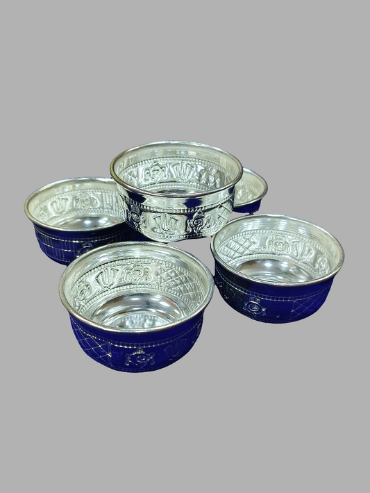 Pure German Silver bowl 5pcs weight 162gm