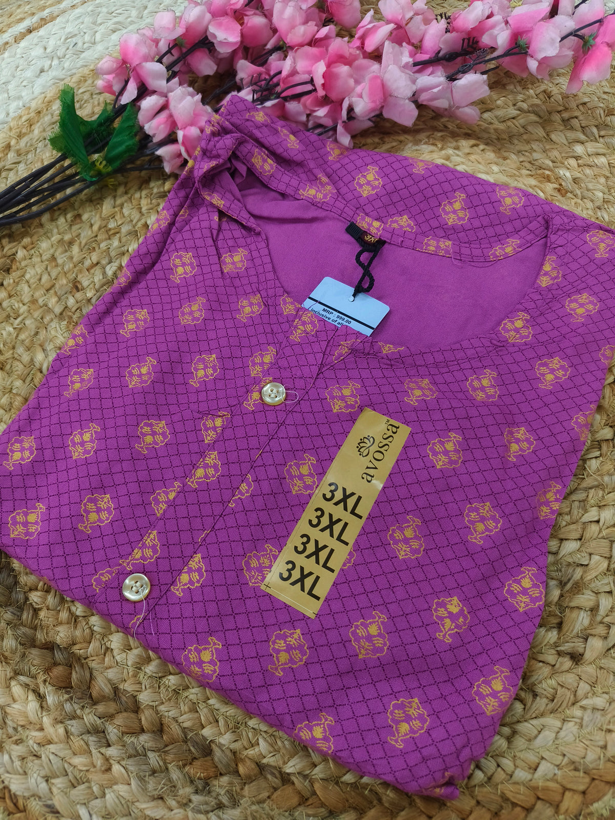 Rose Pink Rayon straight kurta