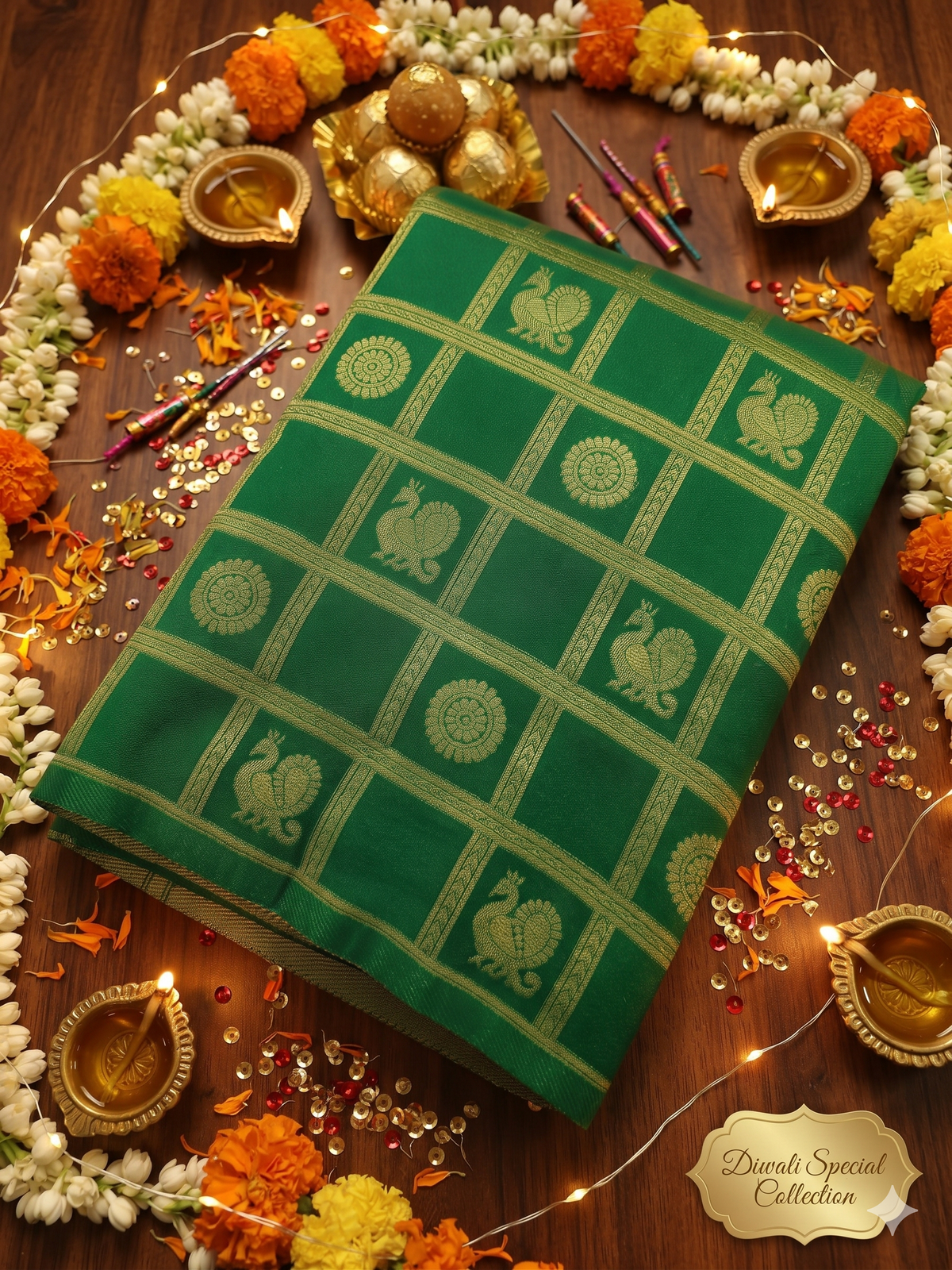 Bottle Green Georgette silk saree