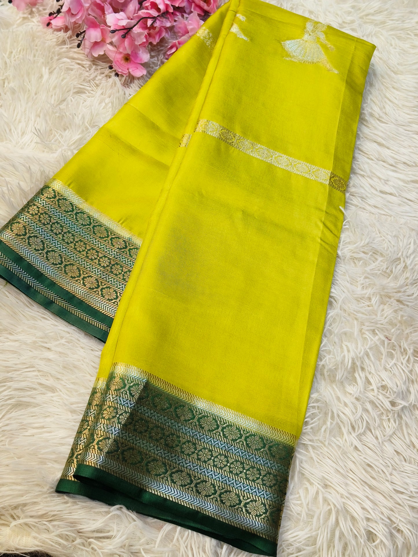 Yellow Viscous silk saree