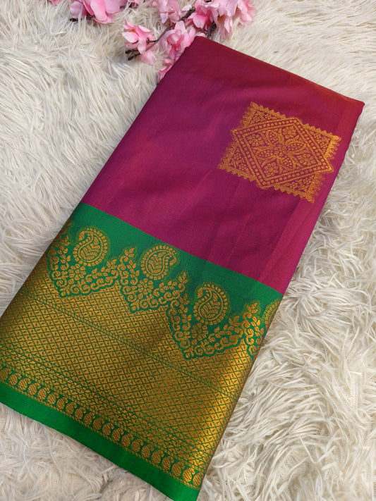 Wine Soft semi silk saree