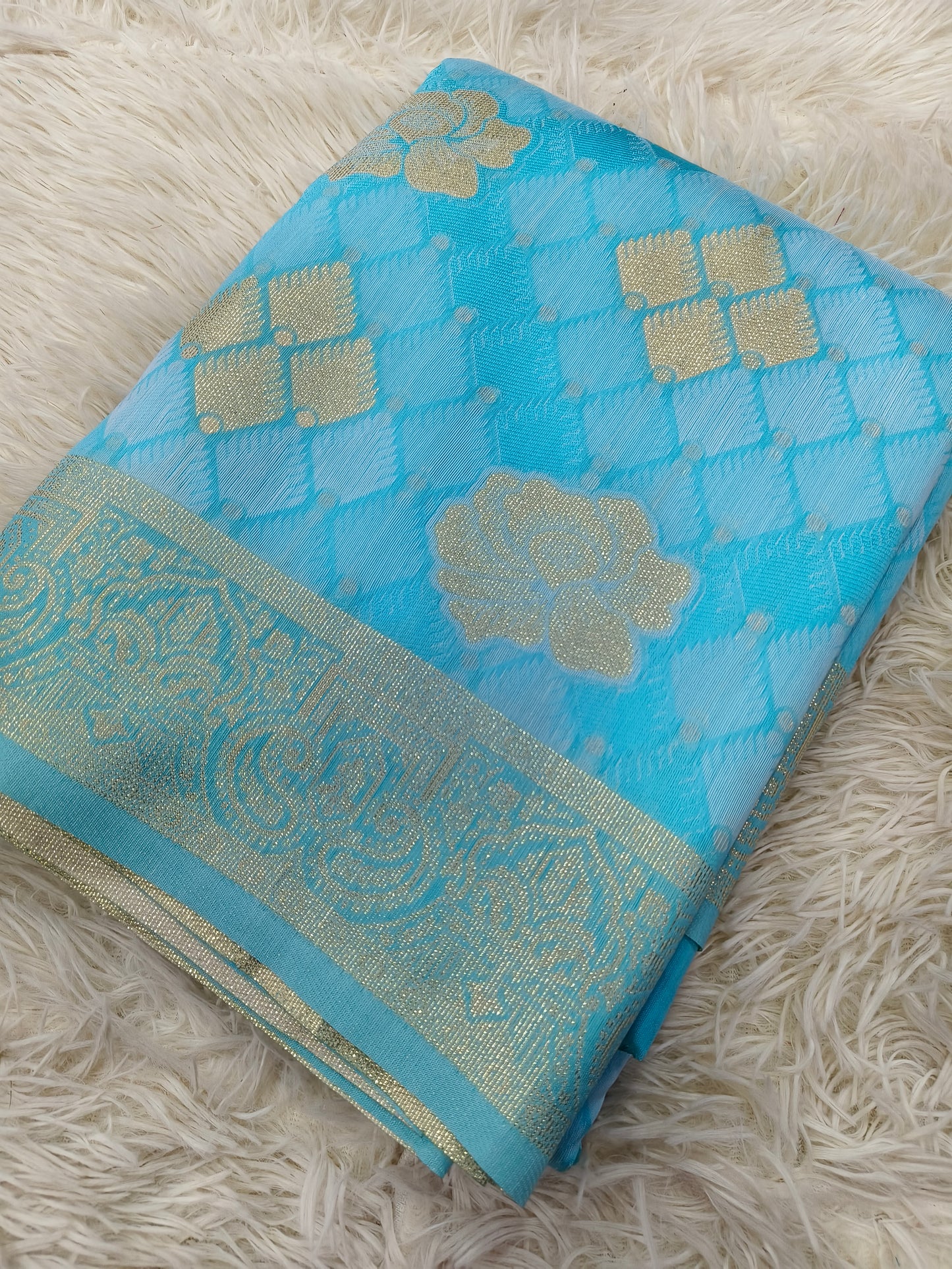 Blue linen Silk Saree