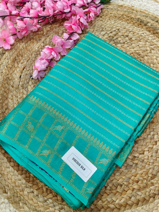 Sea Blue viscous silk saree