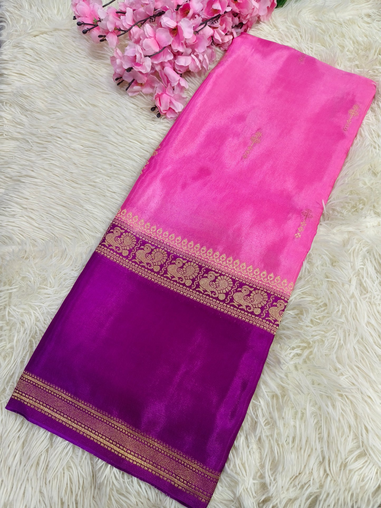 Red with Pink Munga silk saree