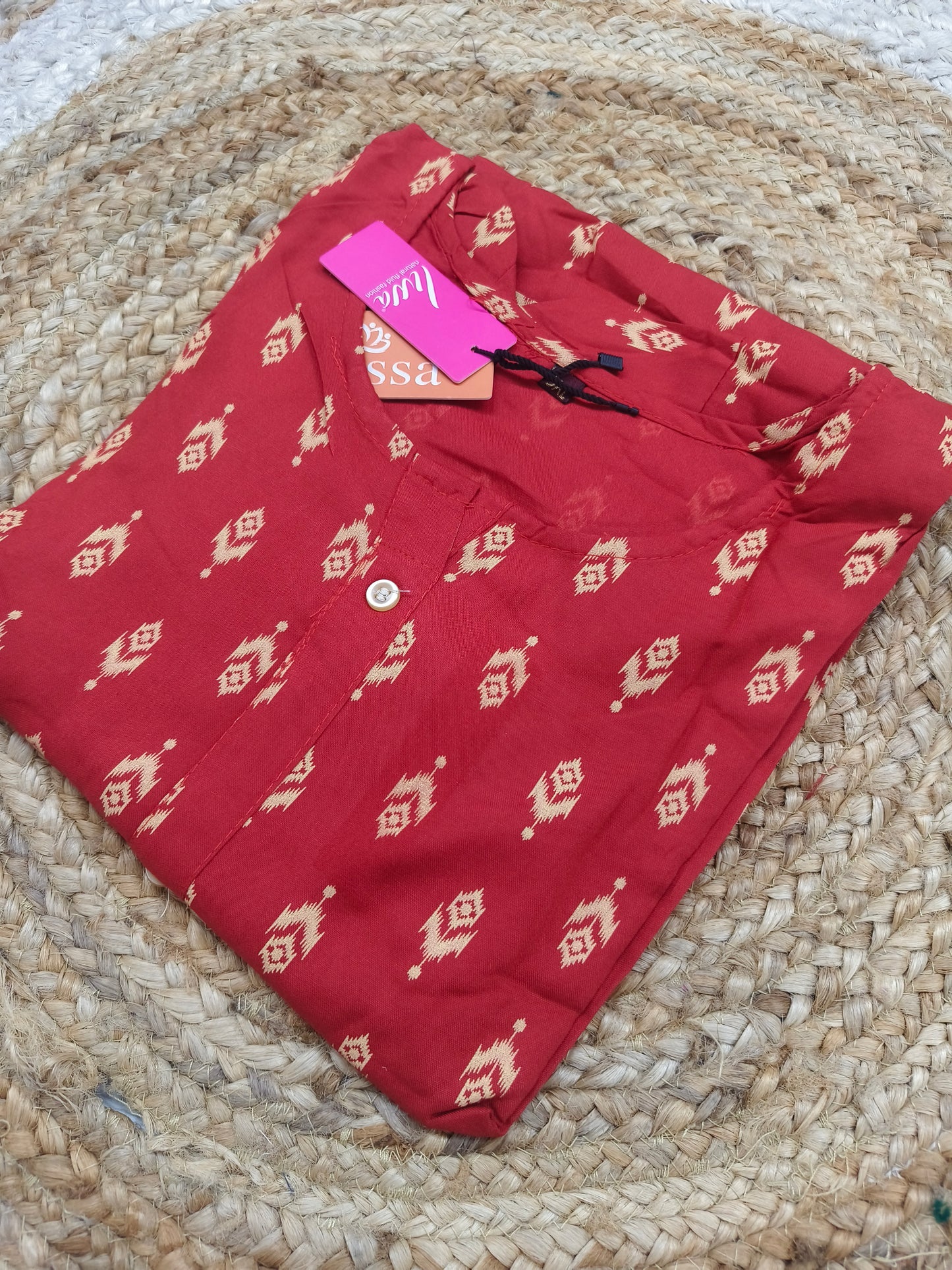 Red Rayon straight kurta