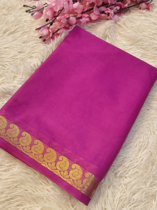 Rose Pink semi Mysore crepe silk saree