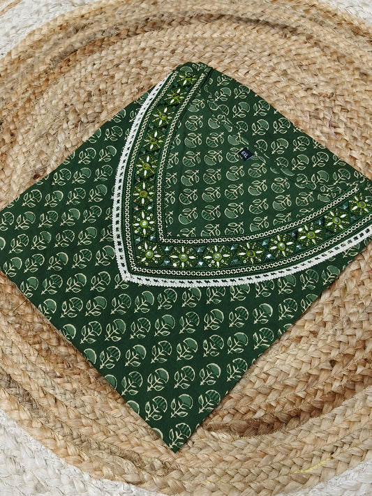 Green pure cotton straight cut Kurti