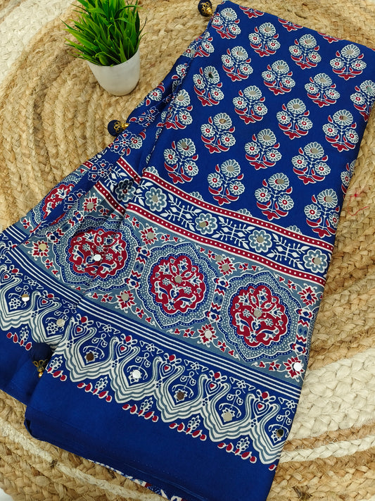 Indigo blue modal silk saree