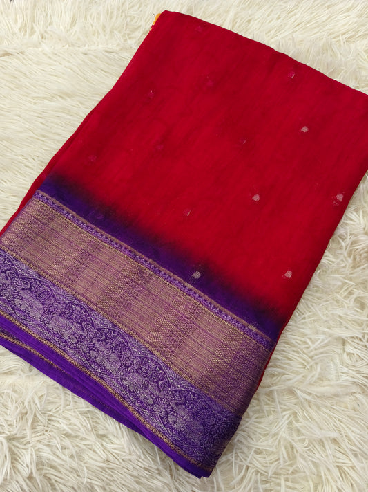 Red with purple Georgette  Saree