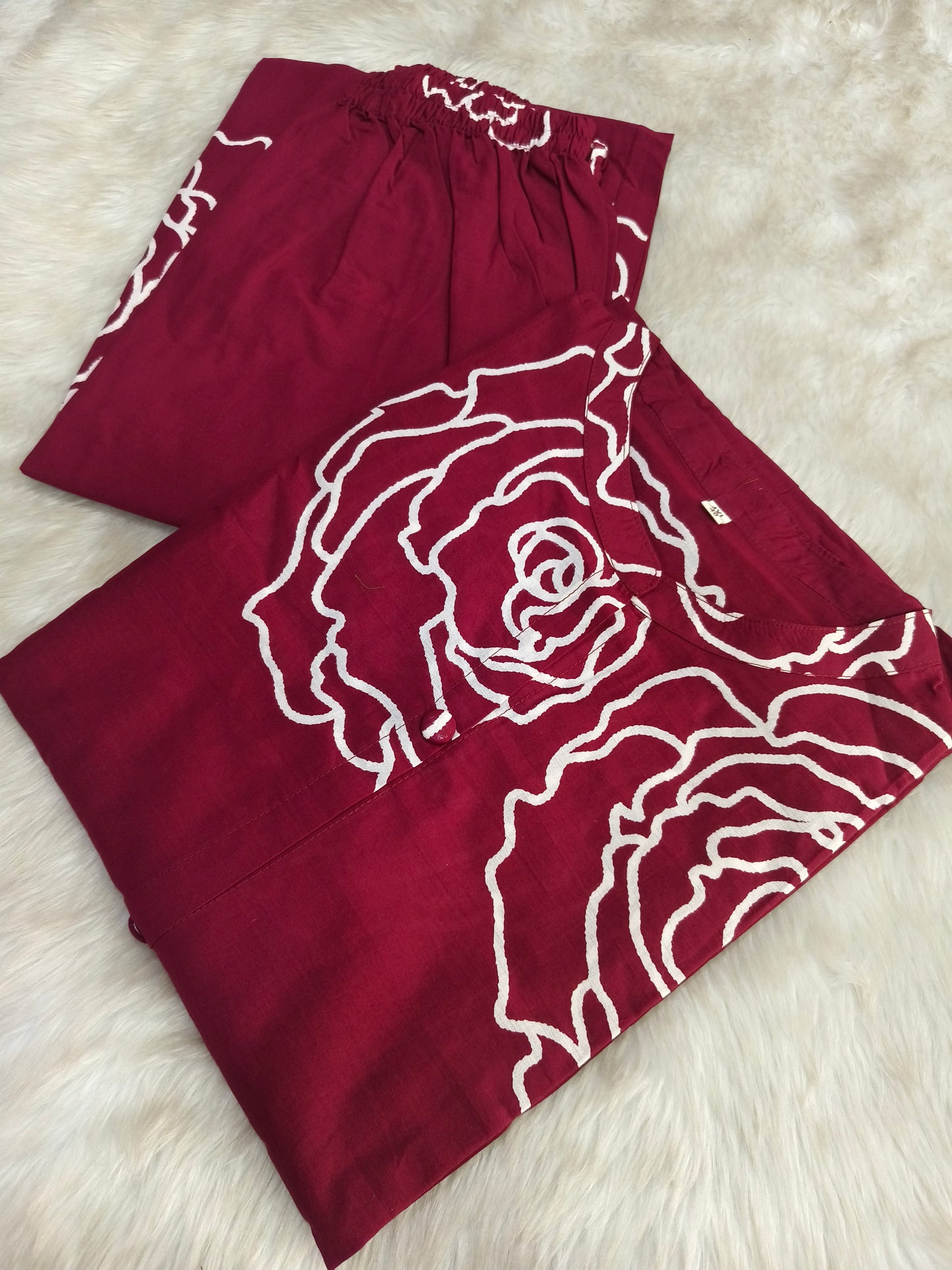 Maroon pure cotton Cord Set