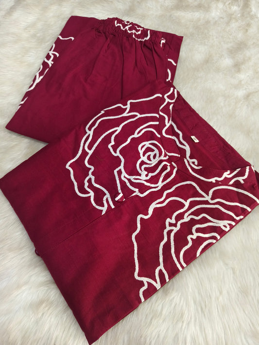 Maroon pure cotton Cord Set