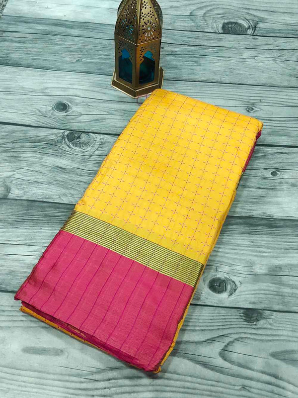 Yellow Arani Silk Saree