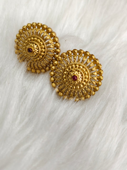 Ruby stone gold plated stud