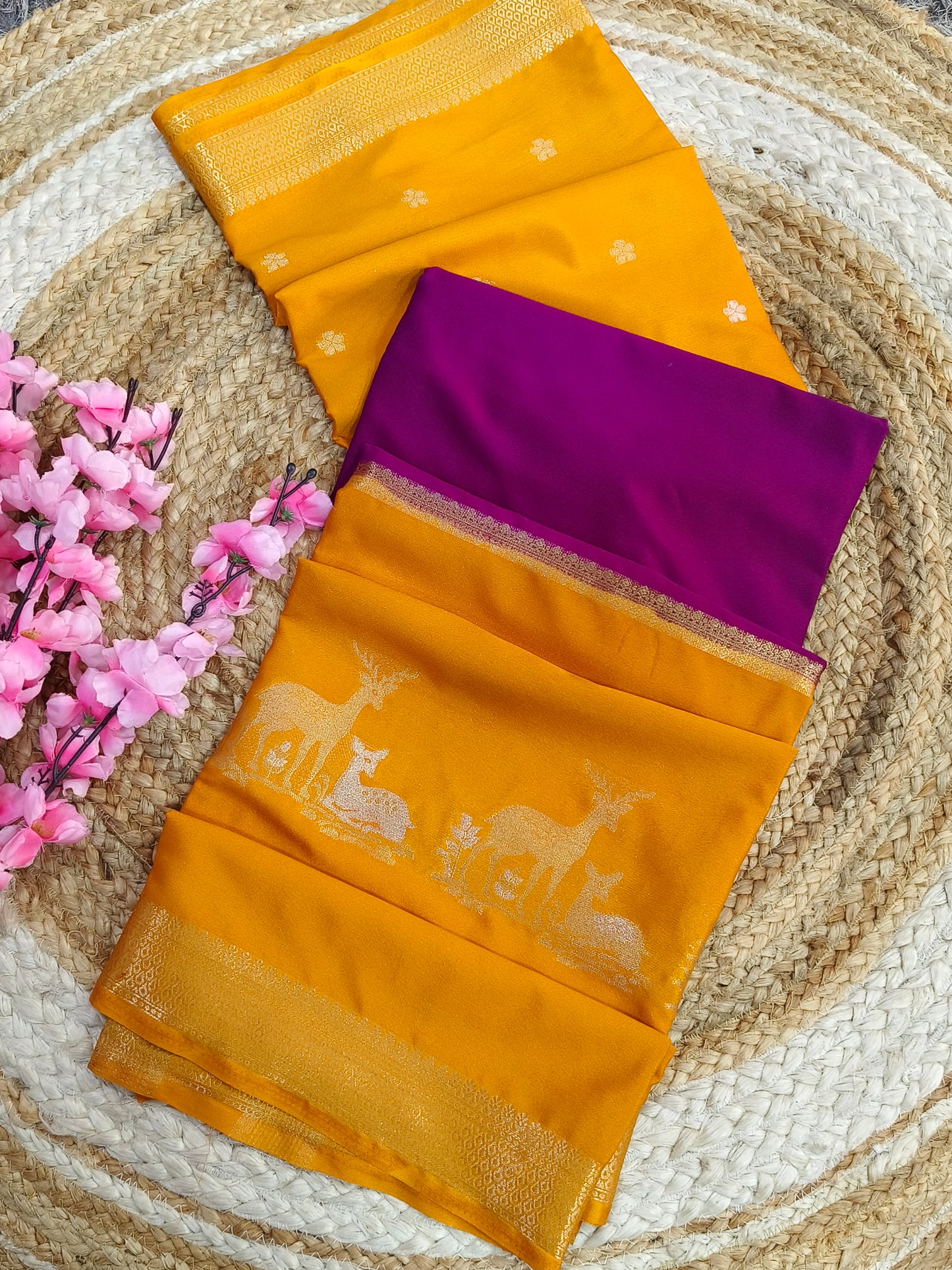 New Trending 2D Semi Mysore crepe silk saree