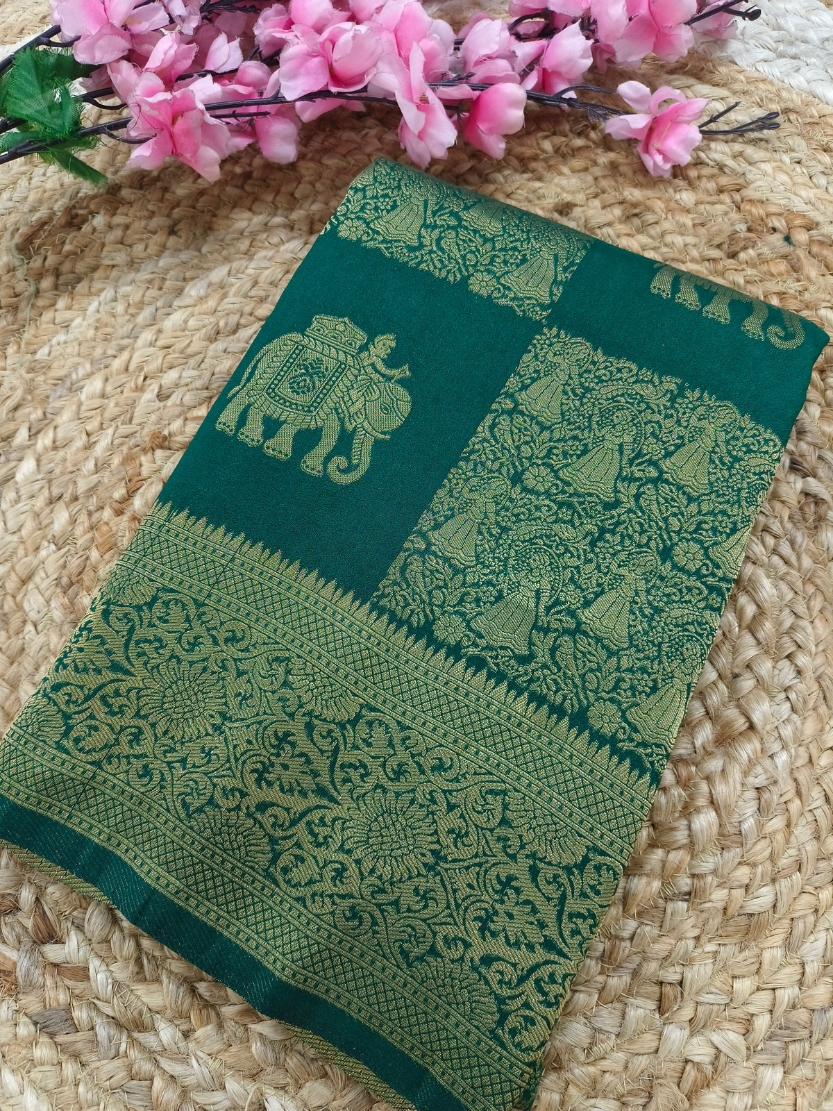 Bottle Green Georgette silk saree