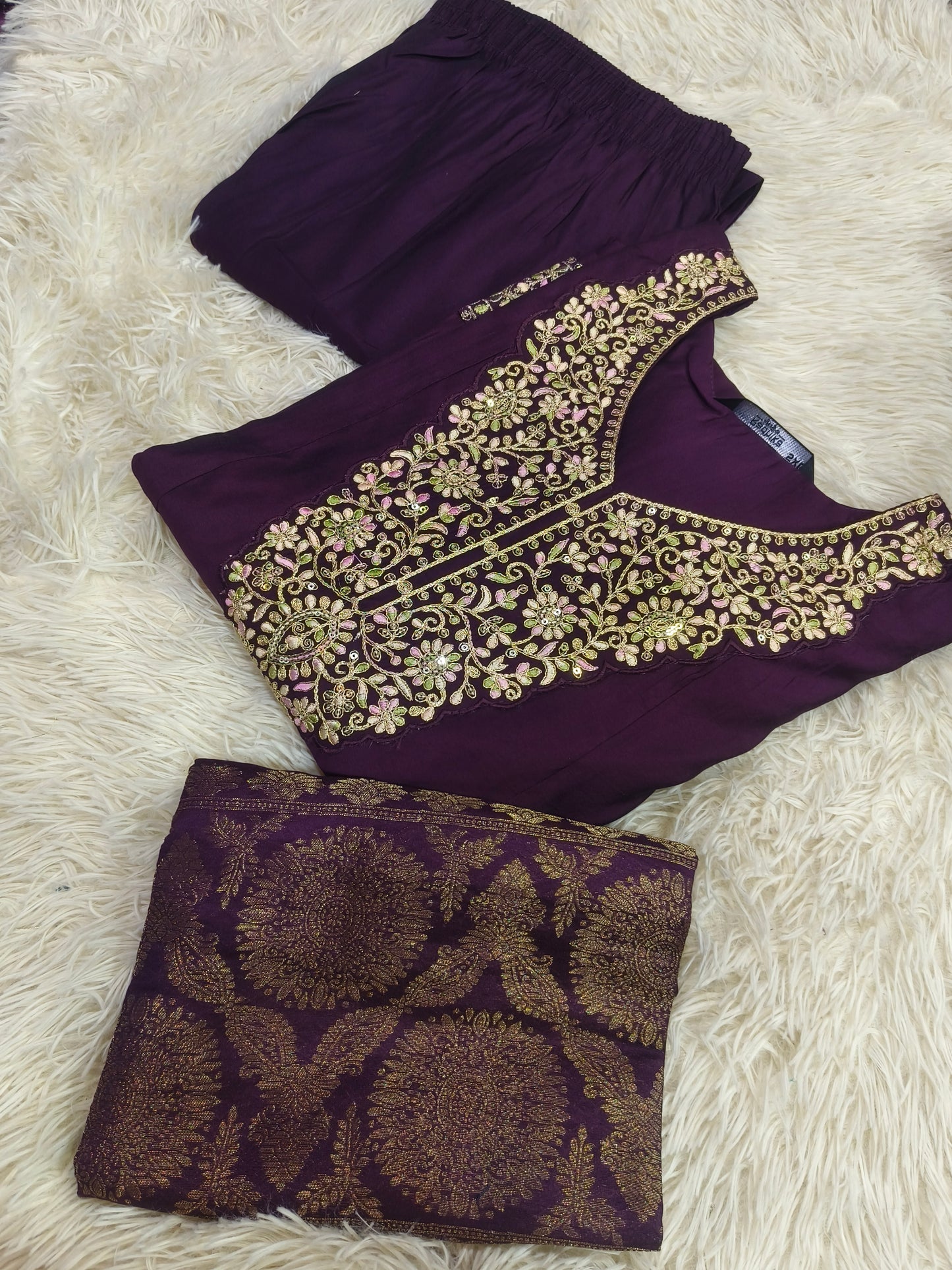 Purple designer anarkali suit