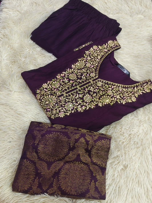 Purple designer anarkali suit