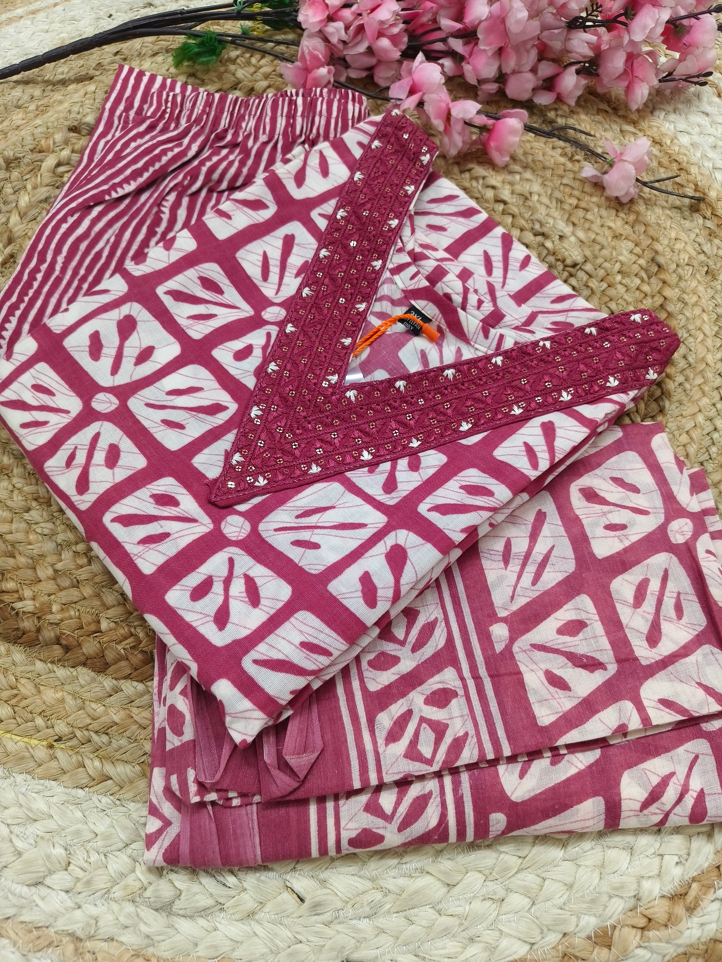 Pink Cotton sets with duppatta