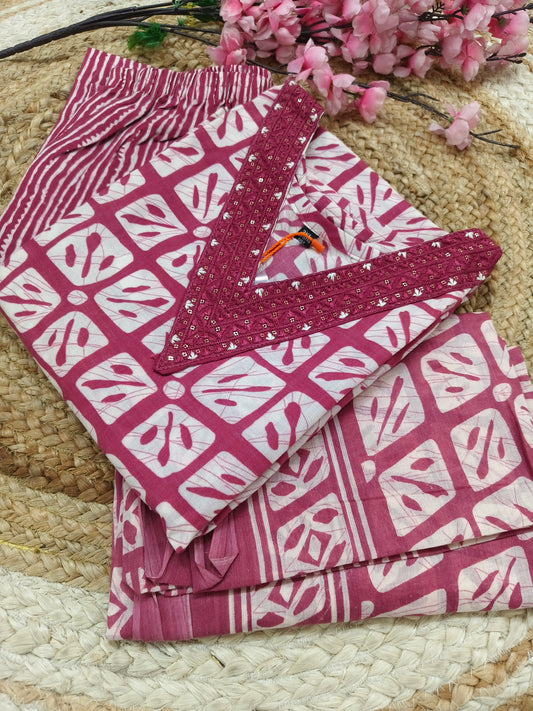 Pink Cotton sets with duppatta