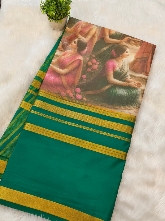 Ramagreen printed semi Mysore crepe silk saree