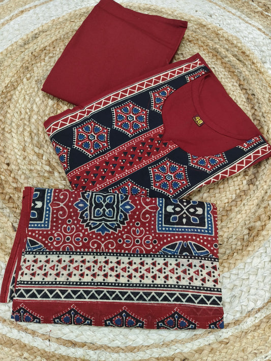 Maroon cotton salwar suites