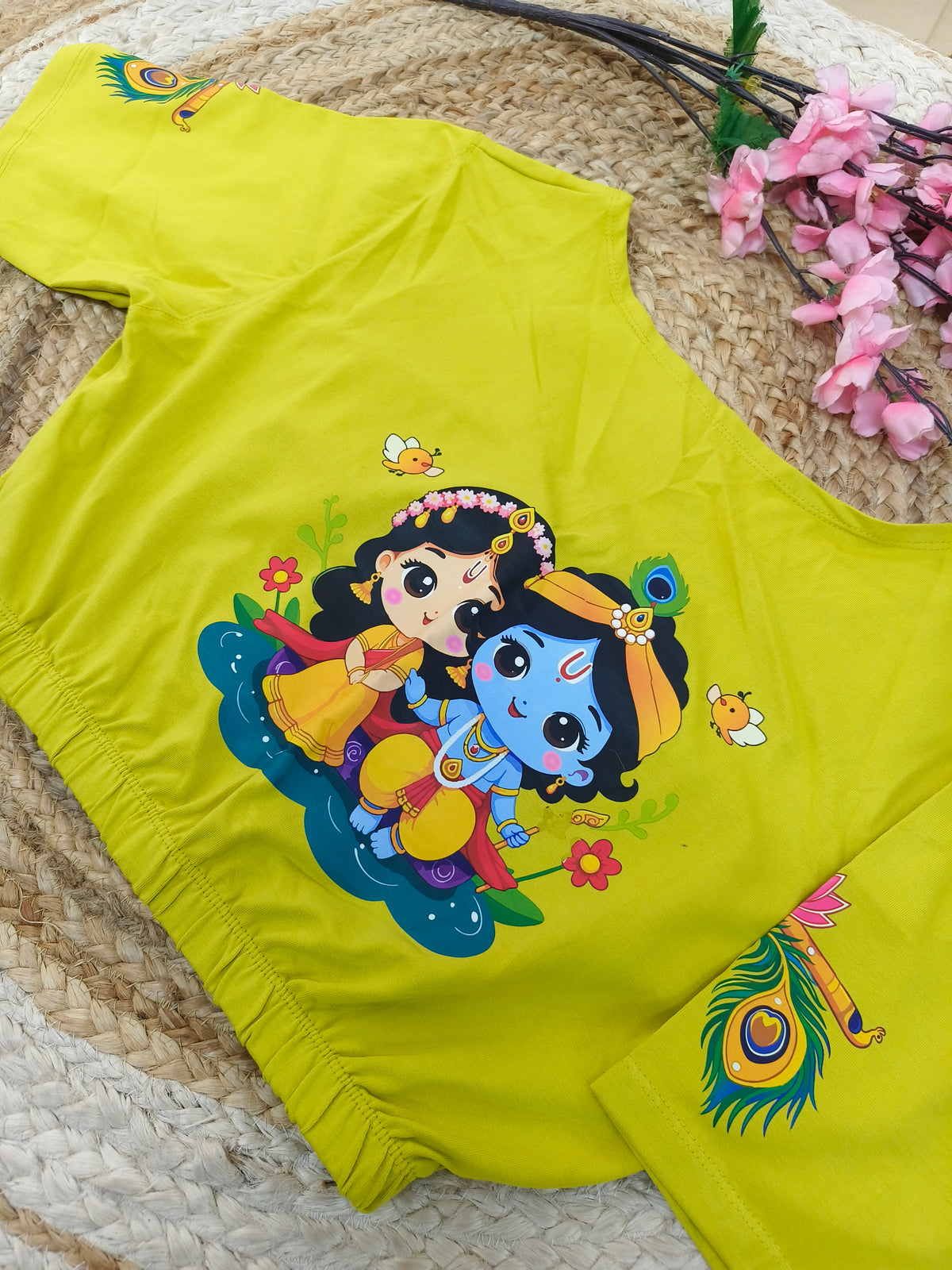 Mehndi green Stretchable blouse with unique printed design