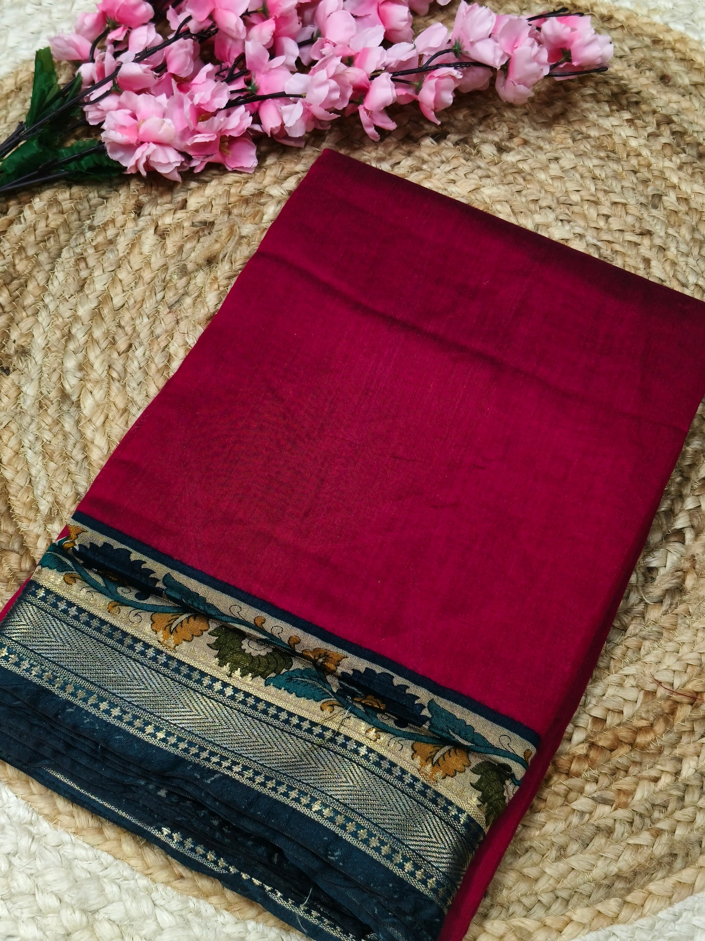 Pink chanderi silk saree