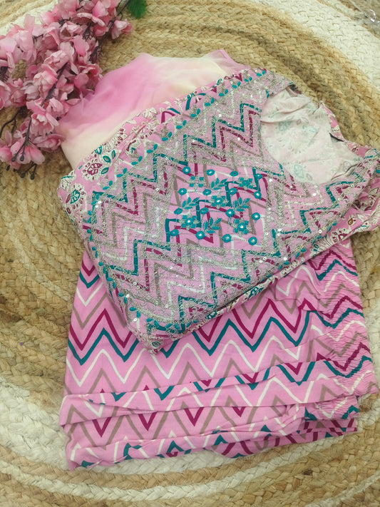 Pink cotton anarkali suit (XL)