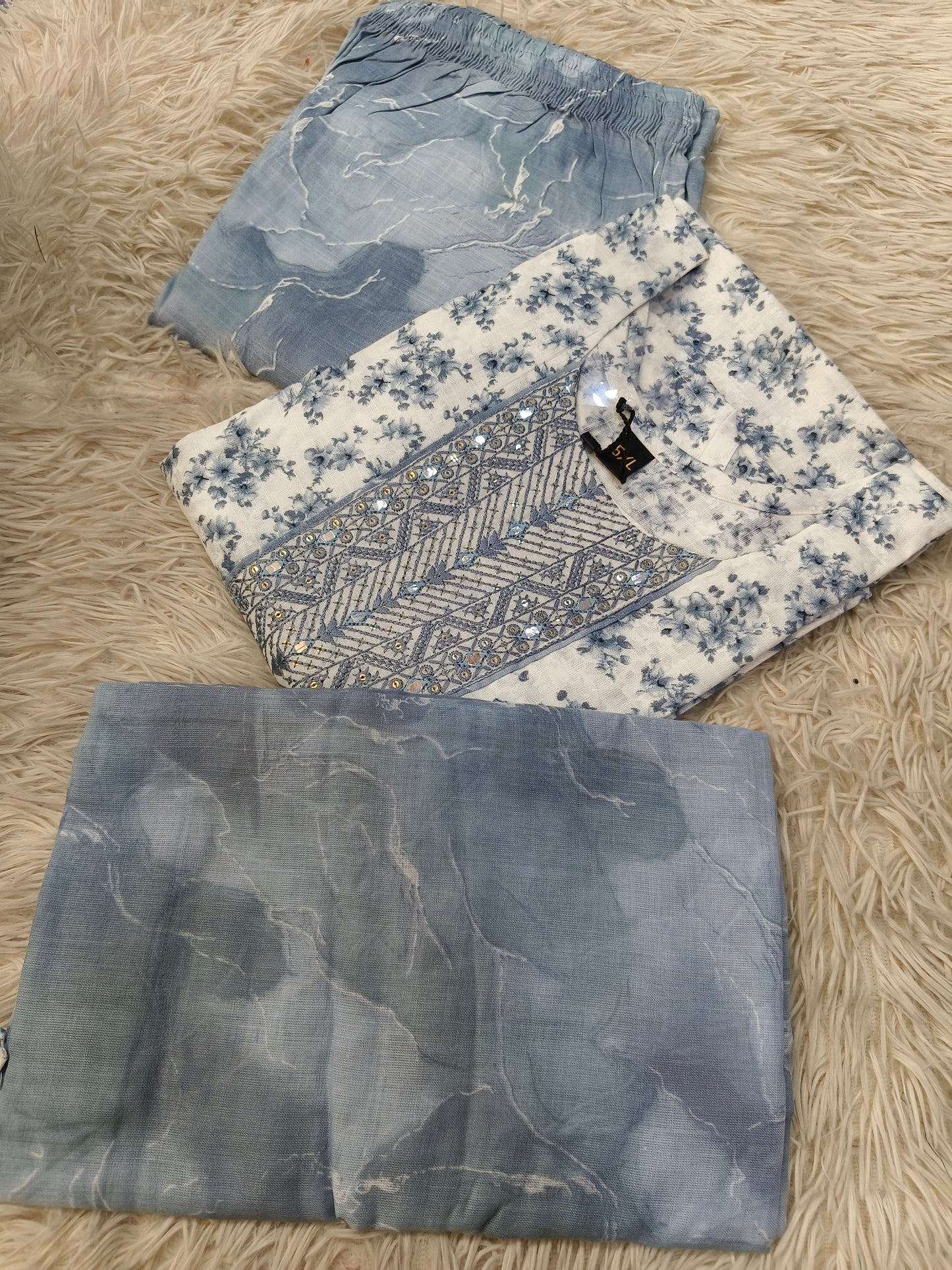 Light Blue Eelgent Pure cotton side cut set