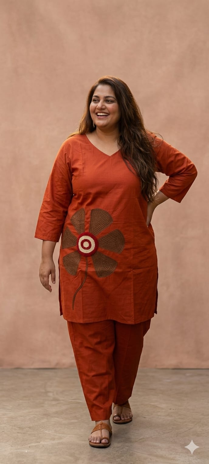 Orange premium  cotton cord set