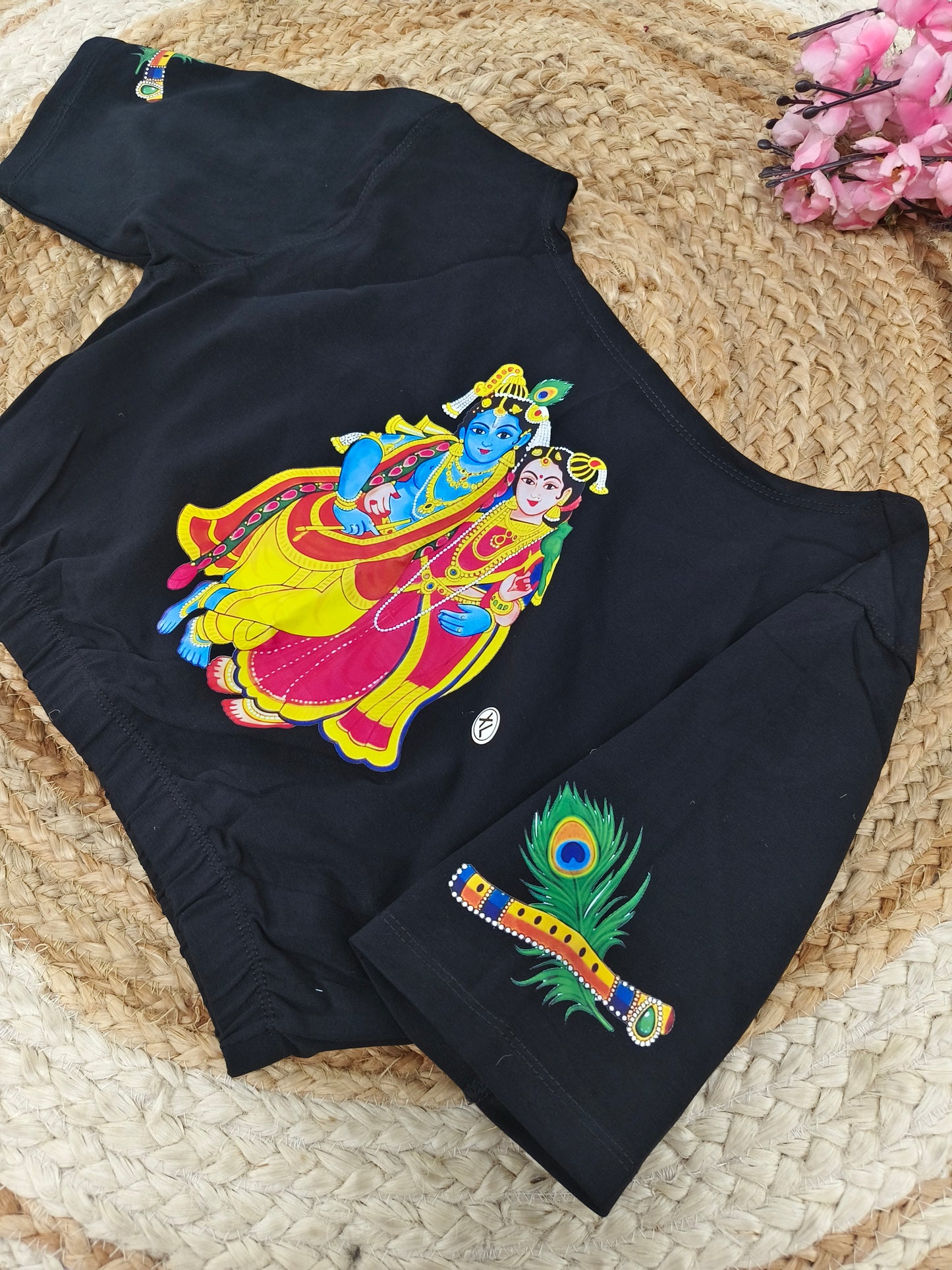 Black Stretchable blouse with unique printed design