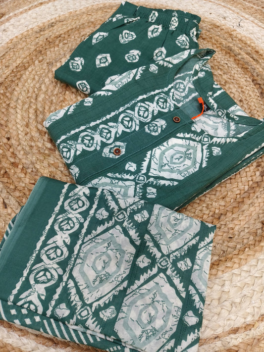 Green Cotton sets with duppatta