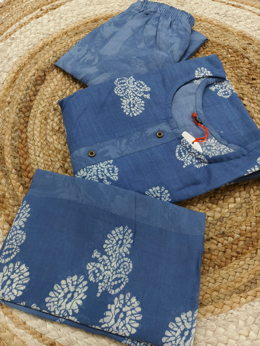 Blue Cotton sets with duppatta