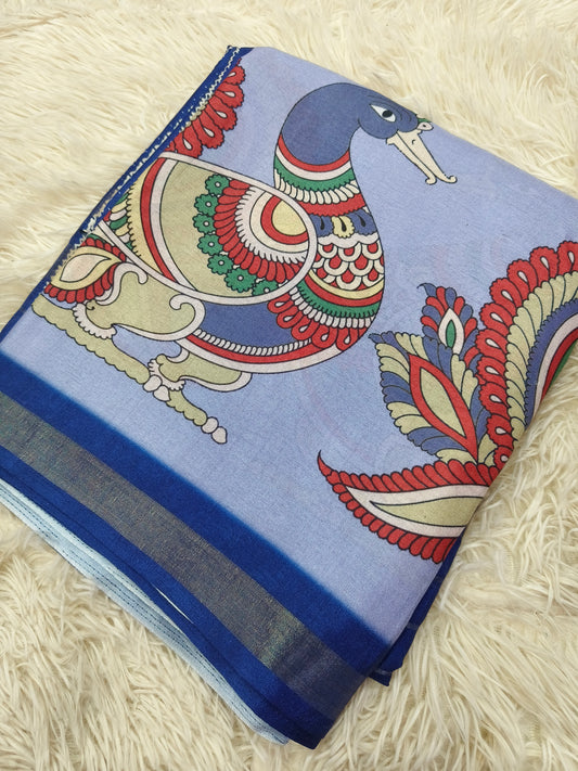 Light Blue Lenin saree