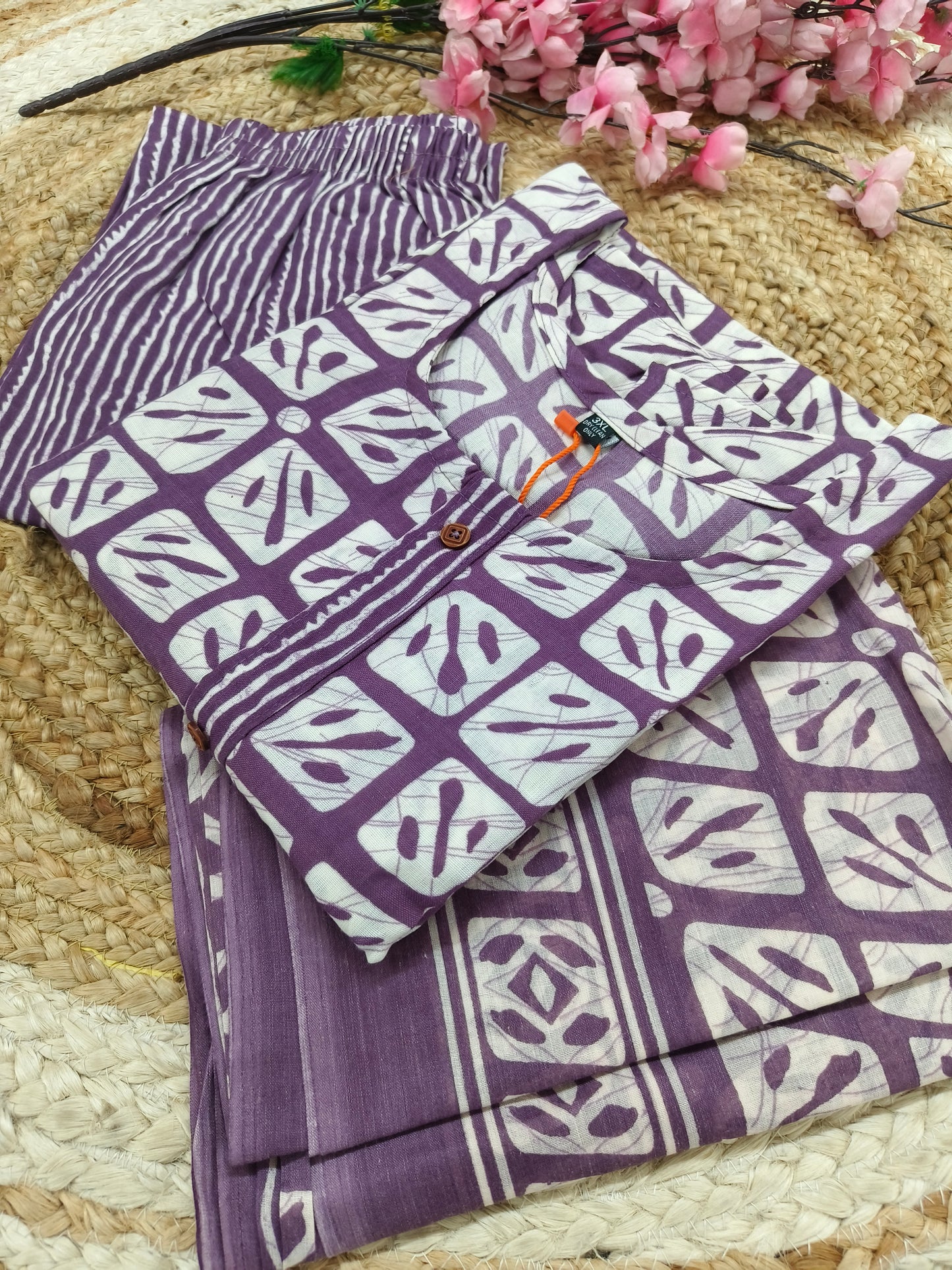 Purple  Cotton sets with duppatta