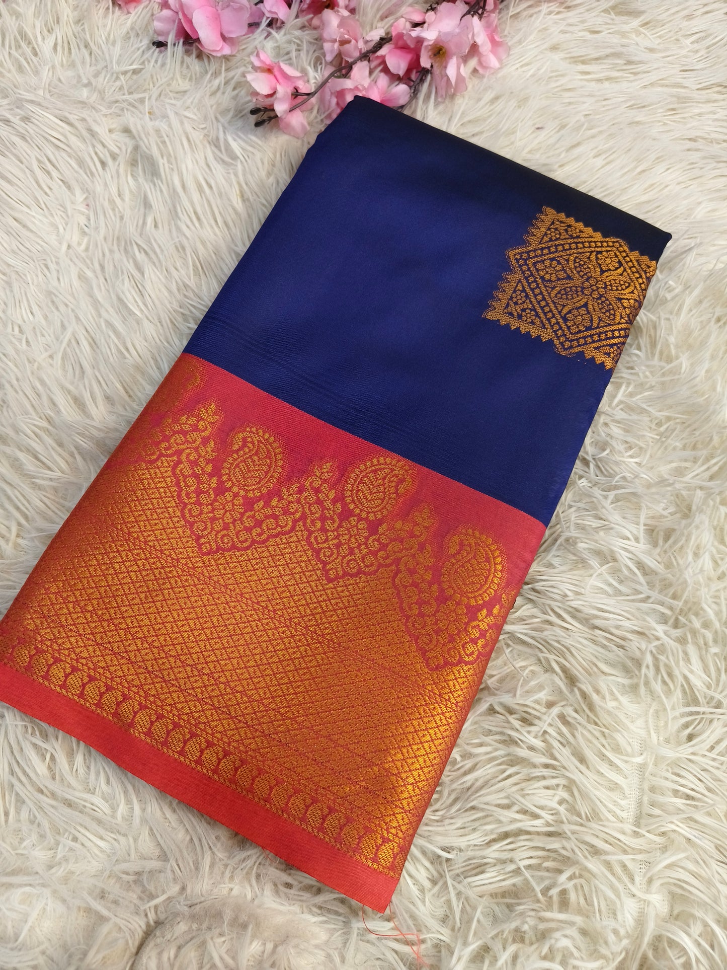 Navy blue Soft semi silk saree