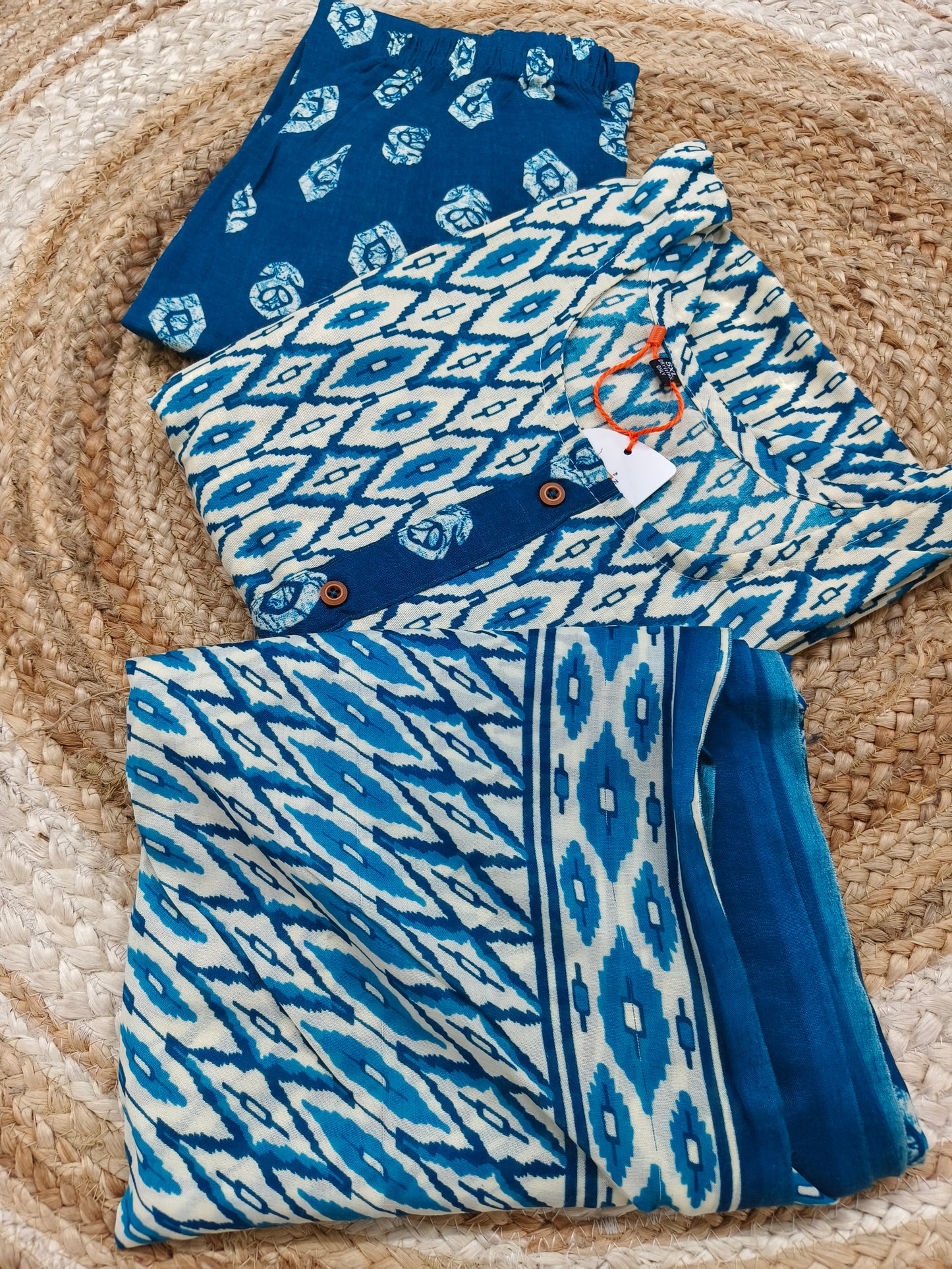 Blue Cotton sets with duppatta