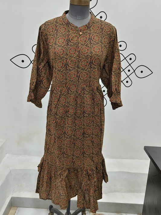 Beige pure cotton Anarkali Top