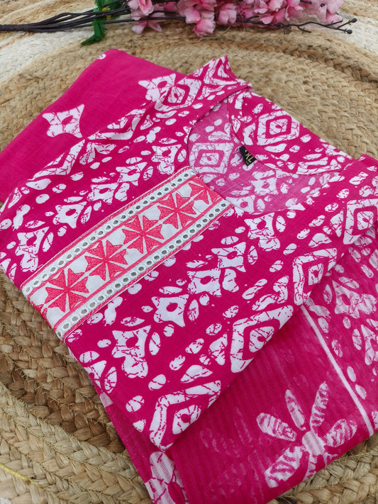 Pink Cotton sets with duppatta