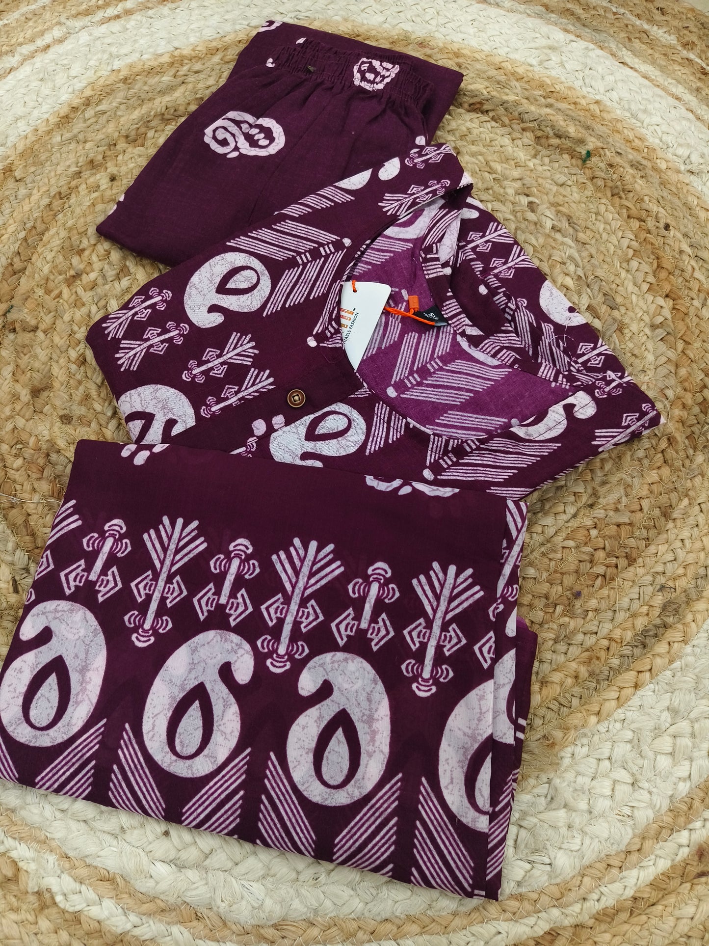 Dark Wine Cotton sets with duppatta