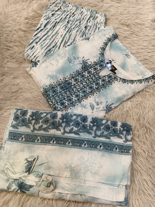 Light Green Eelgent Pure cotton side cut set