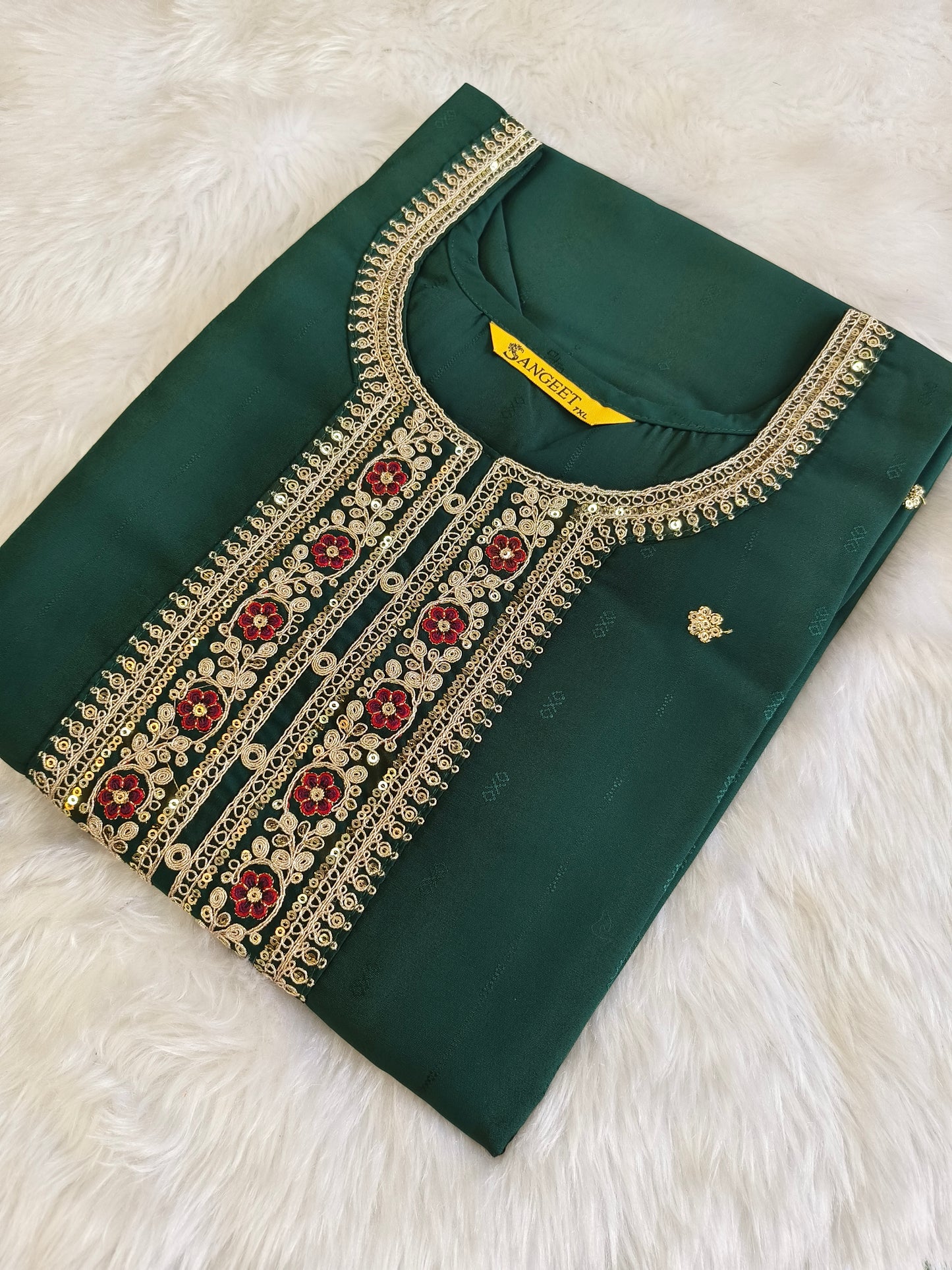 Bottle Green short straight cut kurti