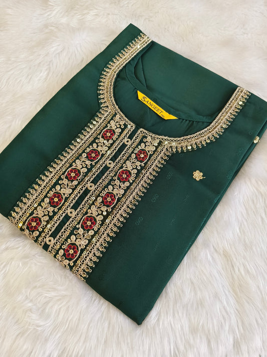 Bottle Green short straight cut kurti