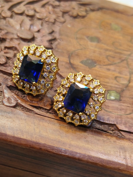 Navy Blue stone gold plated stud
