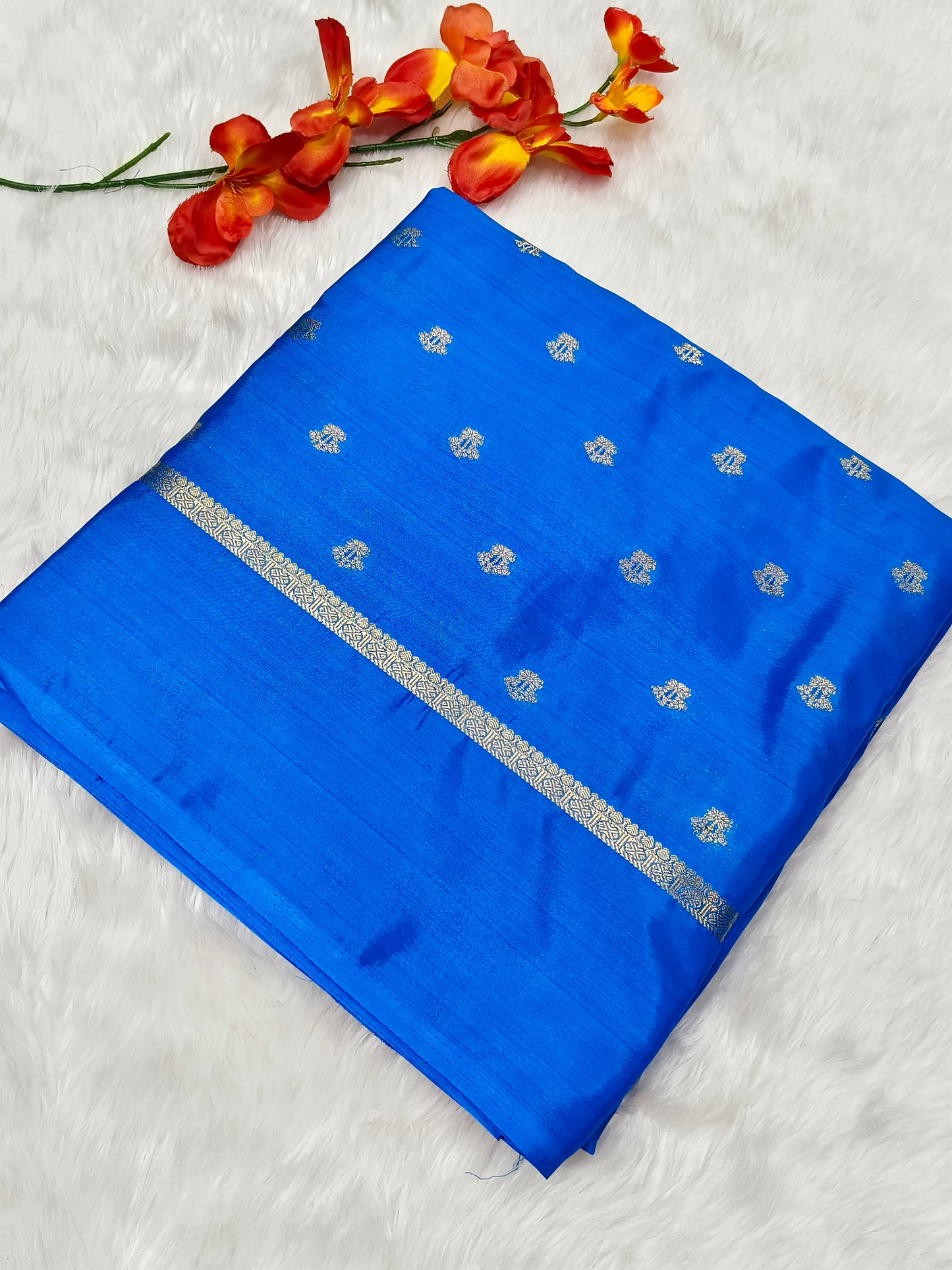 blue semi silk saree