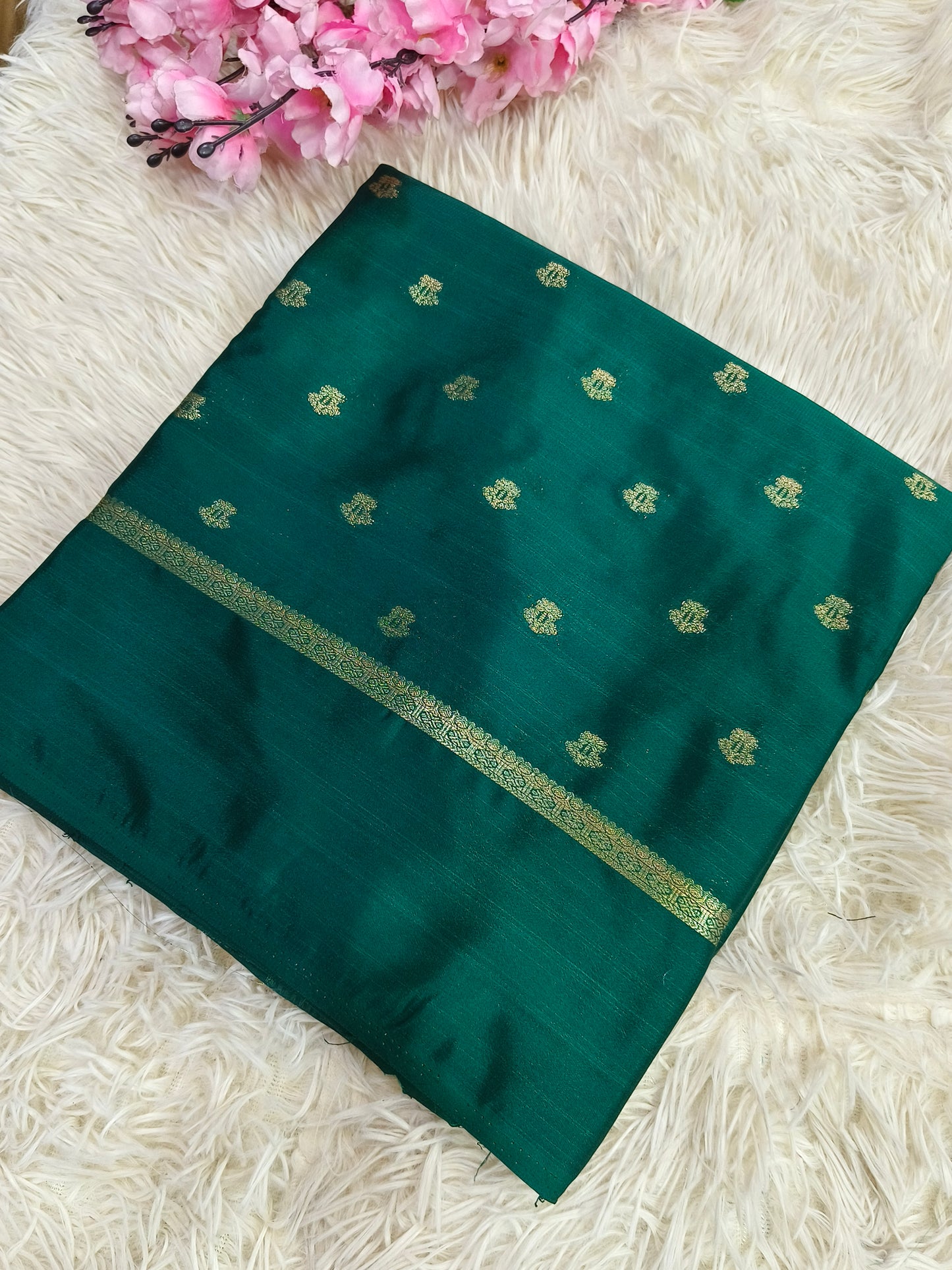 Bottle Green Mysore crepe silk saree