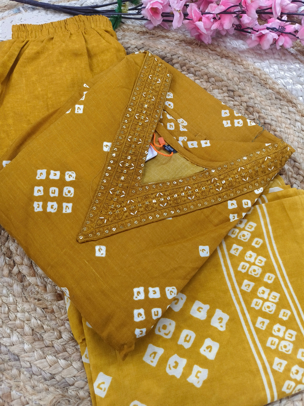 Mustard Yellow Cotton sets with duppatta