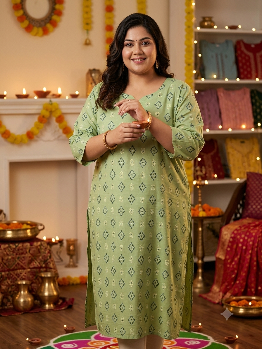 Light Green Rayon straight kurta