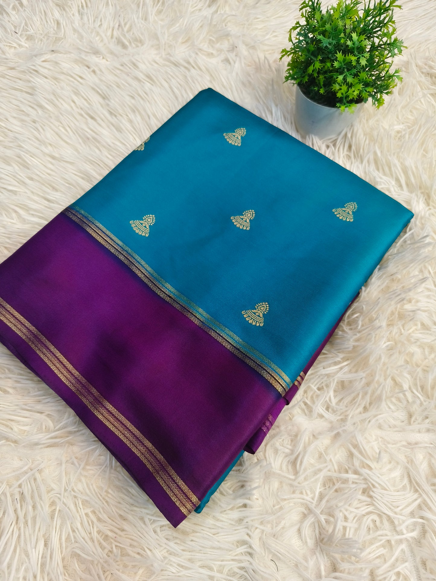 Blue with purple  Elegant gaji silk saree