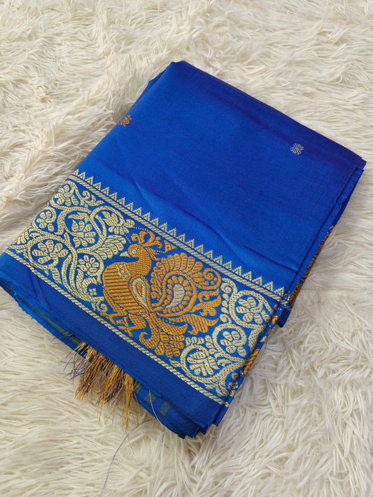 Ink Blue Banana Pith Saree without Blouse